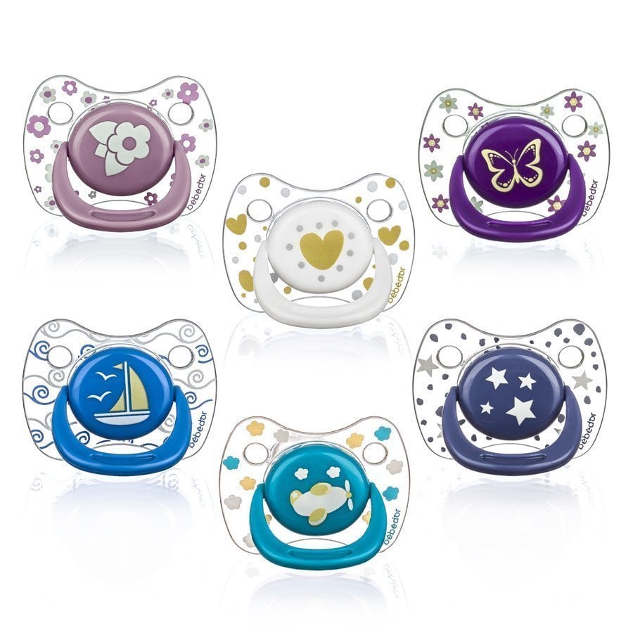 Bebedor 173 Silikon Damaklı Uç Şeffaf Emzik 18 + Ay Pembe