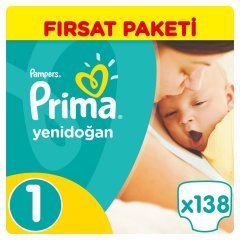 Prima Bebek Bezi Aktif Bebek 1 Beden Yenidoğan Hiper Ekonomik Paket 138 Adet