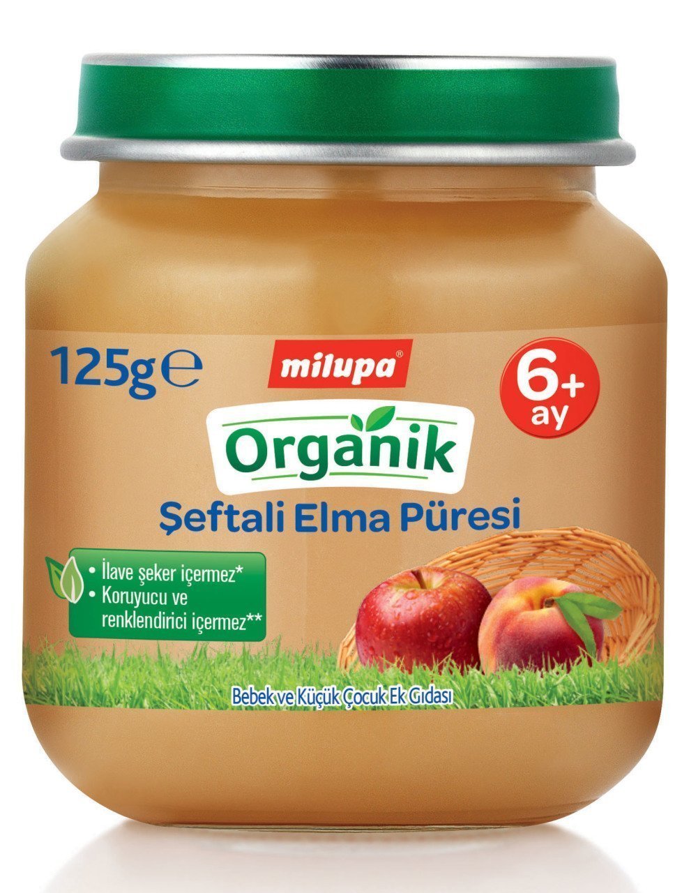 Milupa Organik Kavanoz Maması Şeftali Elma 125 gr 6 + Ay