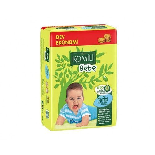 Komili Bebe Dev Ekonomi Midi No:3 Bebek Bezi 80 Adet