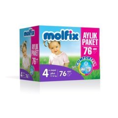 Molfix Comfort Fix No:4+ Maxi Plus 76 Adet Aylık Paket Bebek Bezi