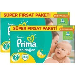 Prima Bebek Bezi Yenidoğan Mega Fırsat Paketi 2 Beden 304 Adet